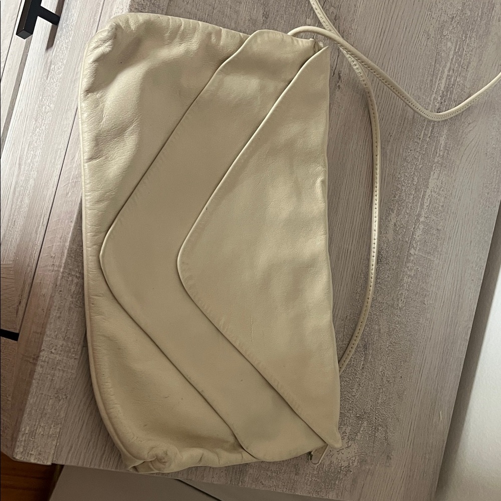Elegant Cream Leather Women's Bag